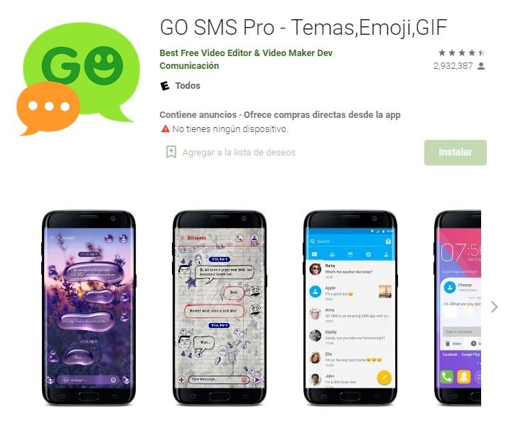 La aplicación de chat GO SMS Pro filtra chats, archivos y fotos de 100