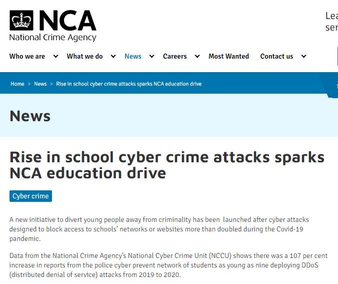 Significant increase in cases of students launching DDoS against school networks
