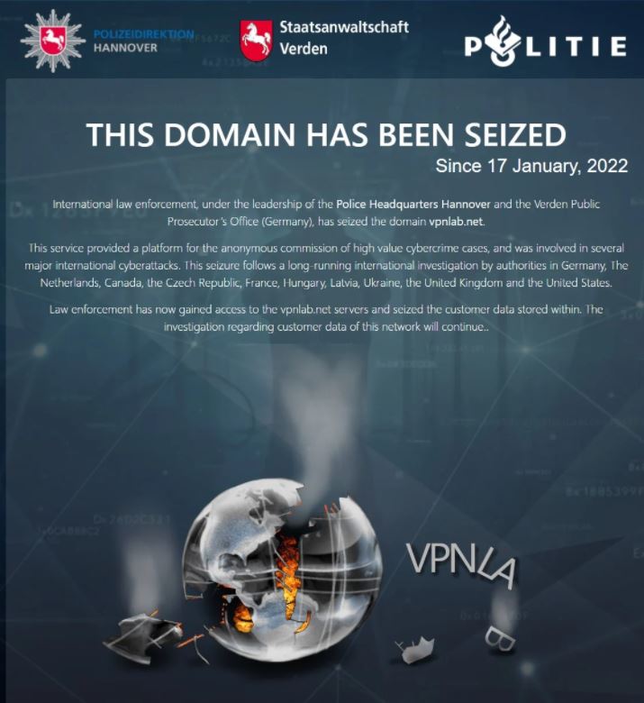 Famous VPN service used by cybercriminal groups was finally taken offline by police
